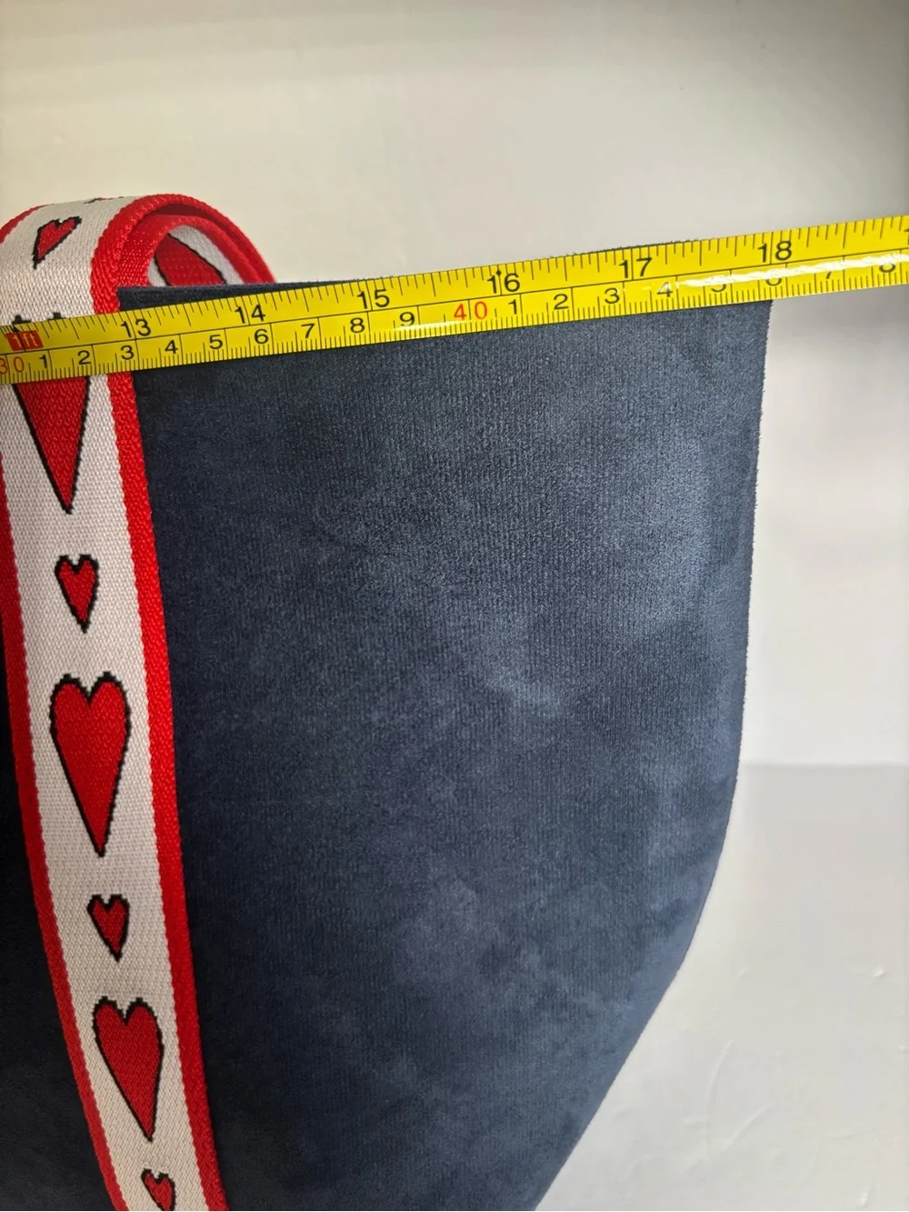 Brighton Velveteen LOVE Navy Blue Tote Bag Red Heart Straps